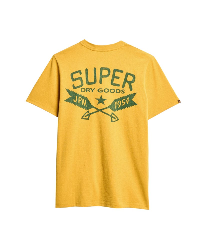outdoor t-shirt met grafische print in mosterdgeel gemêleerd
