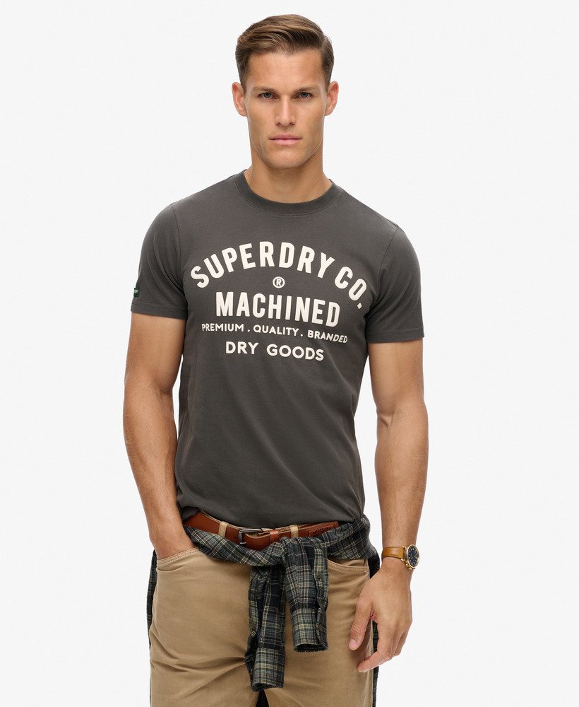 machined goods workwear t-shirt in vintage zwart