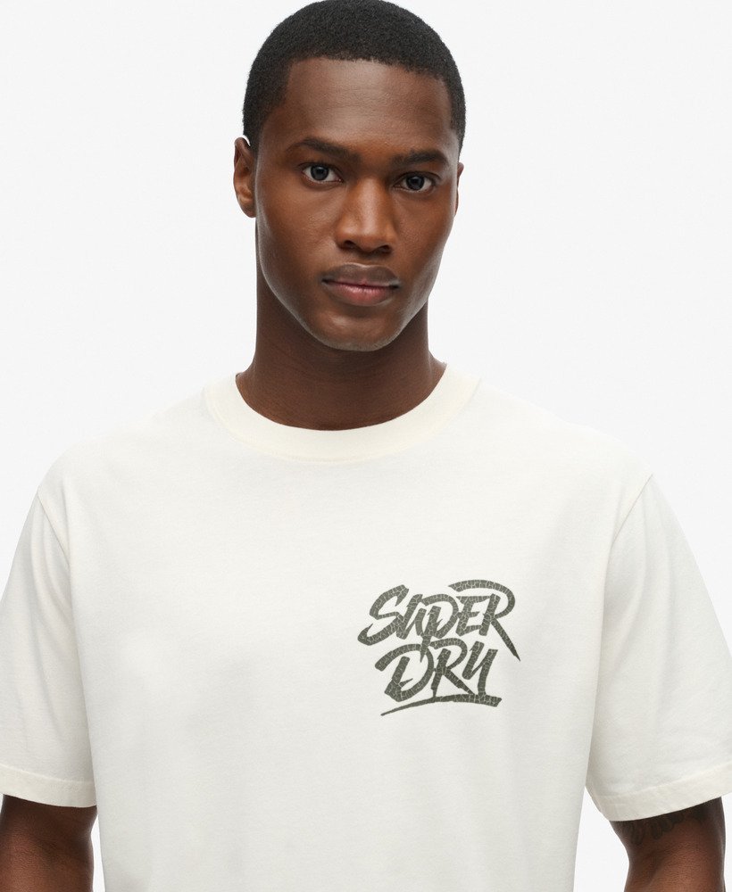 fotografisch skate-t-shirt met losse pasvorm in gebroken wit.
