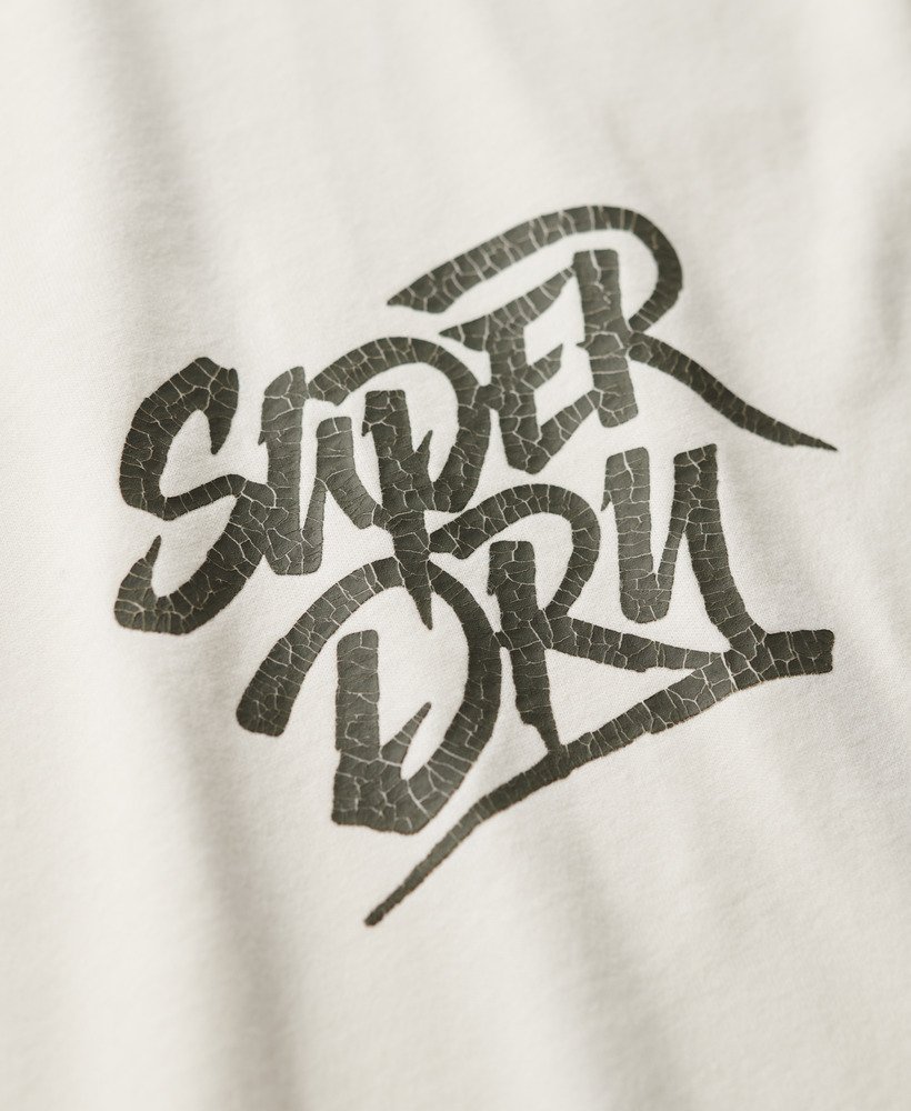 fotografisch skate-t-shirt met losse pasvorm in gebroken wit.