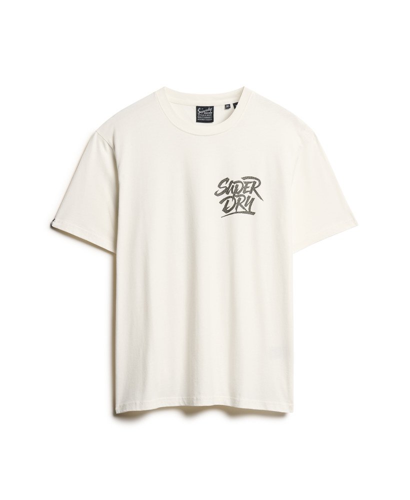 fotografisch skate-t-shirt met losse pasvorm in gebroken wit.