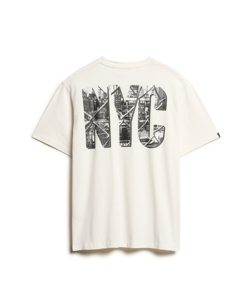 fotografisch skate-t-shirt met losse pasvorm in gebroken wit.