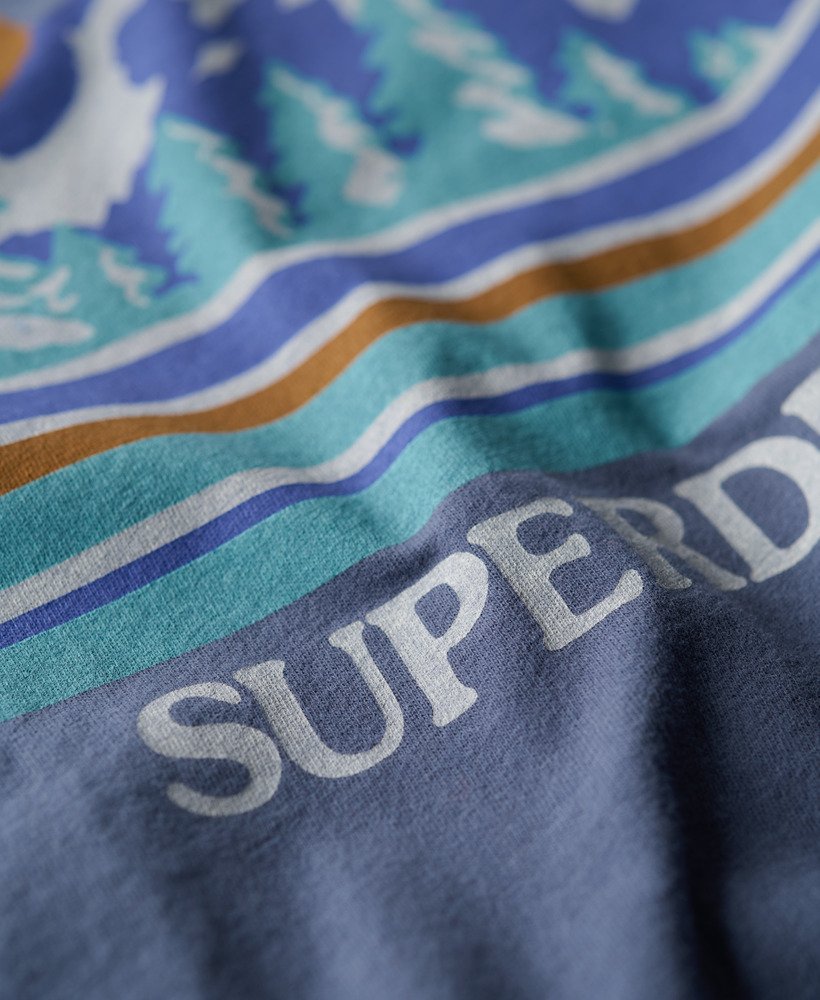 outdoor t-shirt met grafische strepen in eventide blue