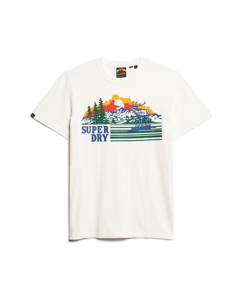 outdoor t-shirt met grafische strepen in winterwit