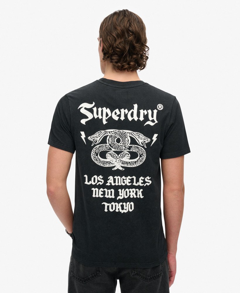 retro rock graphic t-shirt in zwart
