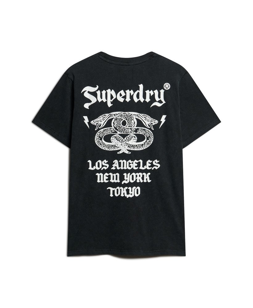 retro rock graphic t-shirt in zwart