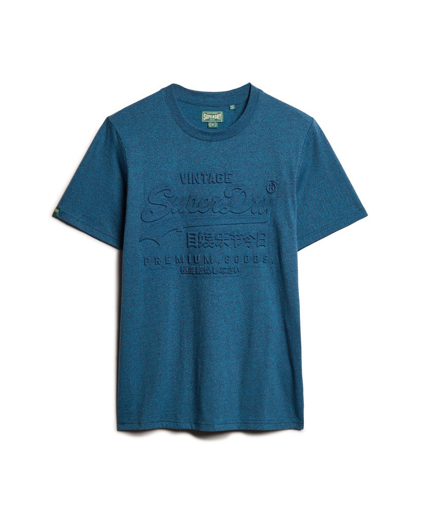 t-shirt met reliëfprint in verkoolde turquoise tint.
