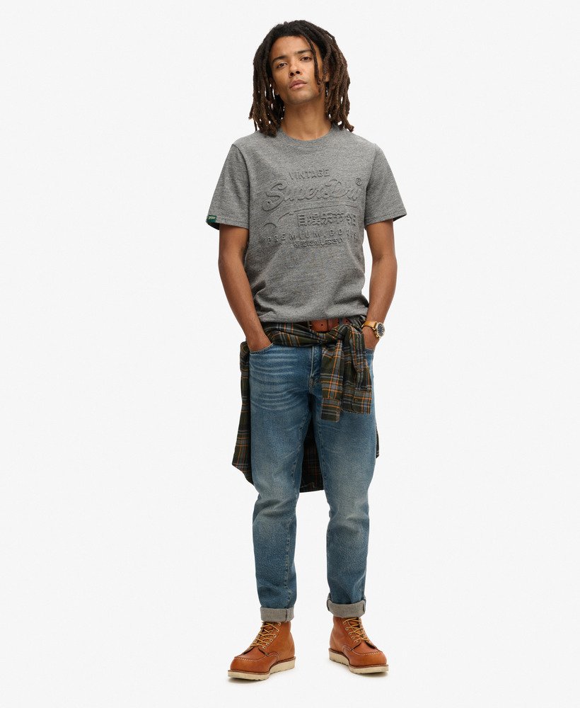 t-shirt met reliëfprint in surplus jetter charcoal grit.