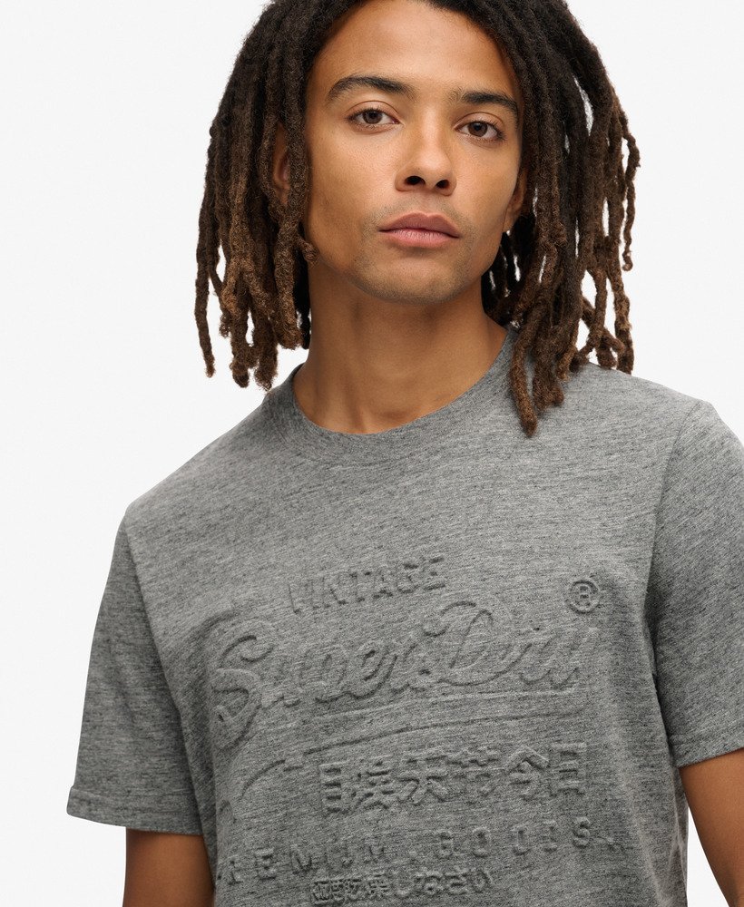 t-shirt met reliëfprint in surplus jetter charcoal grit.