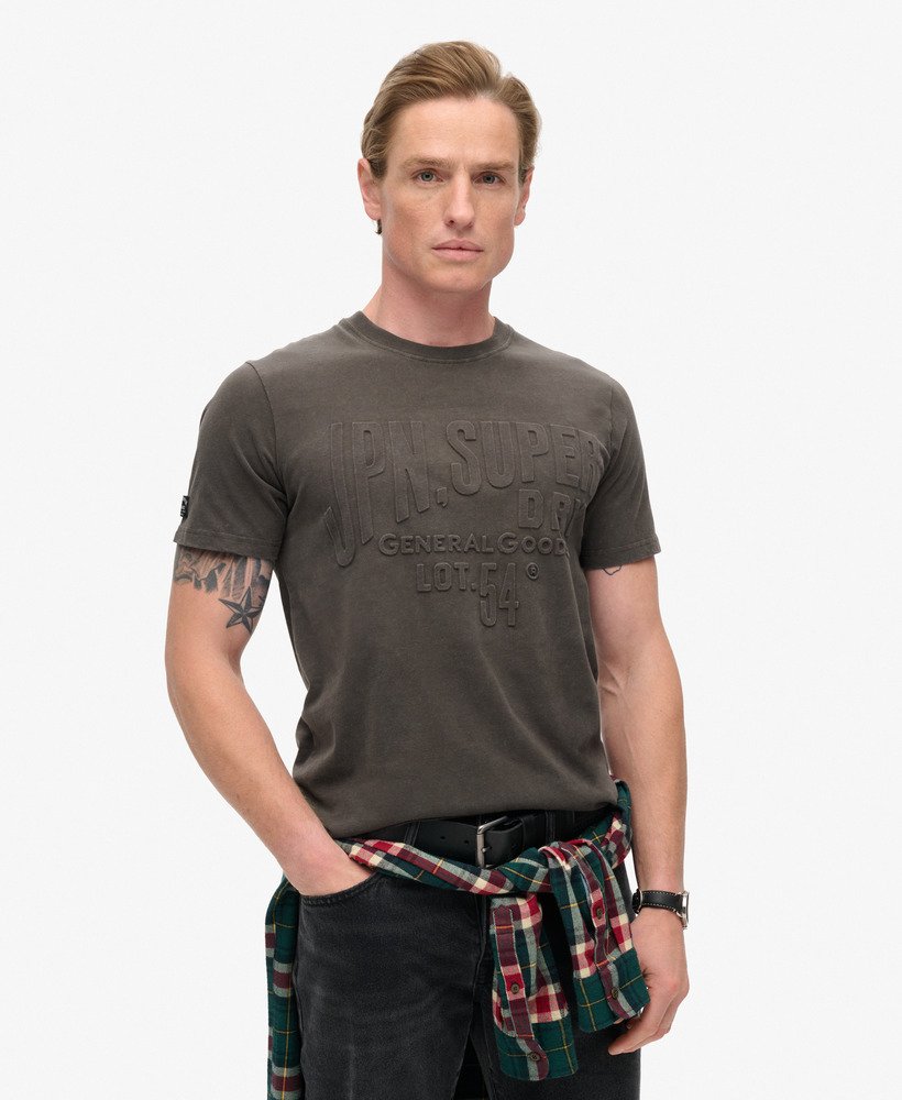 t-shirt met reliëflogo in vintage zwart