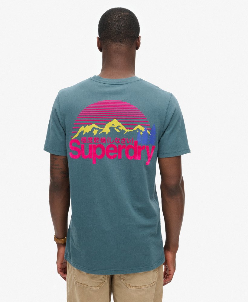 geweldig outdoor t-shirt met borstprint in stargazer blue