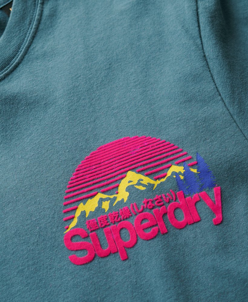 geweldig outdoor t-shirt met borstprint in stargazer blue
