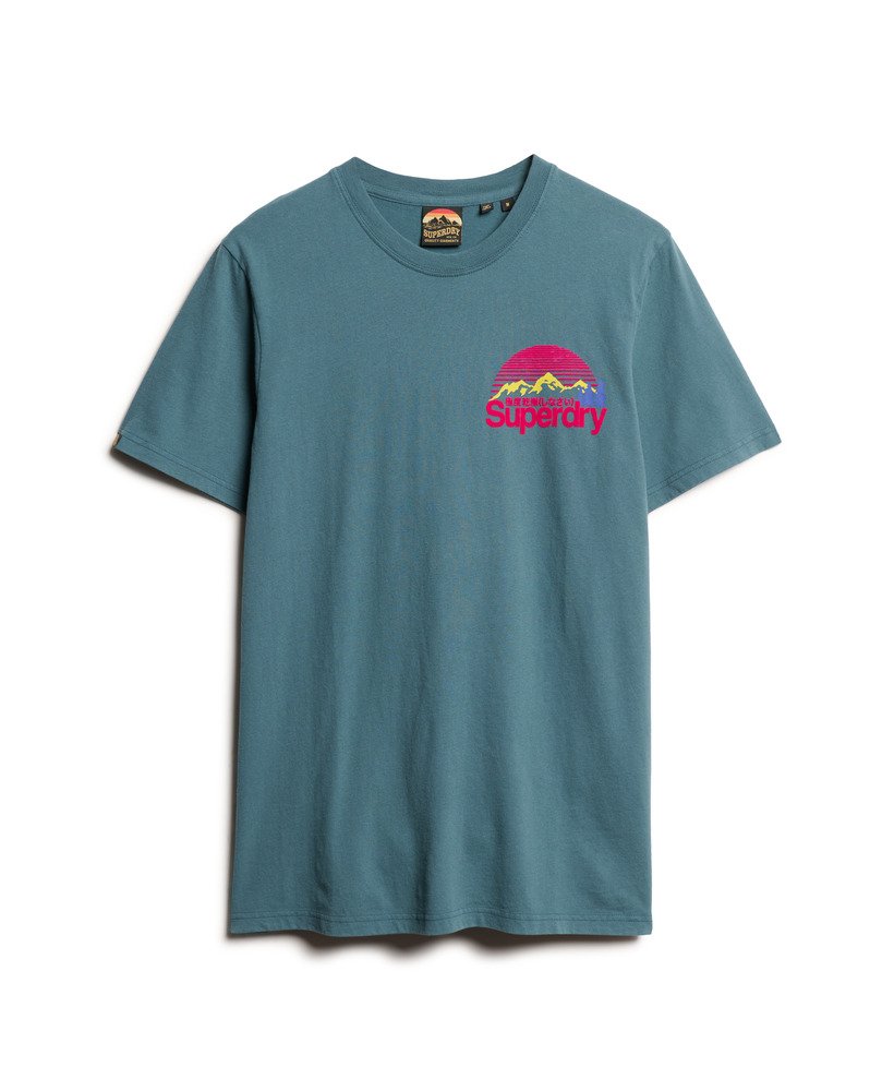 geweldig outdoor t-shirt met borstprint in stargazer blue