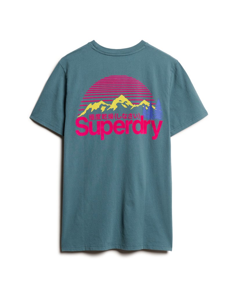 geweldig outdoor t-shirt met borstprint in stargazer blue