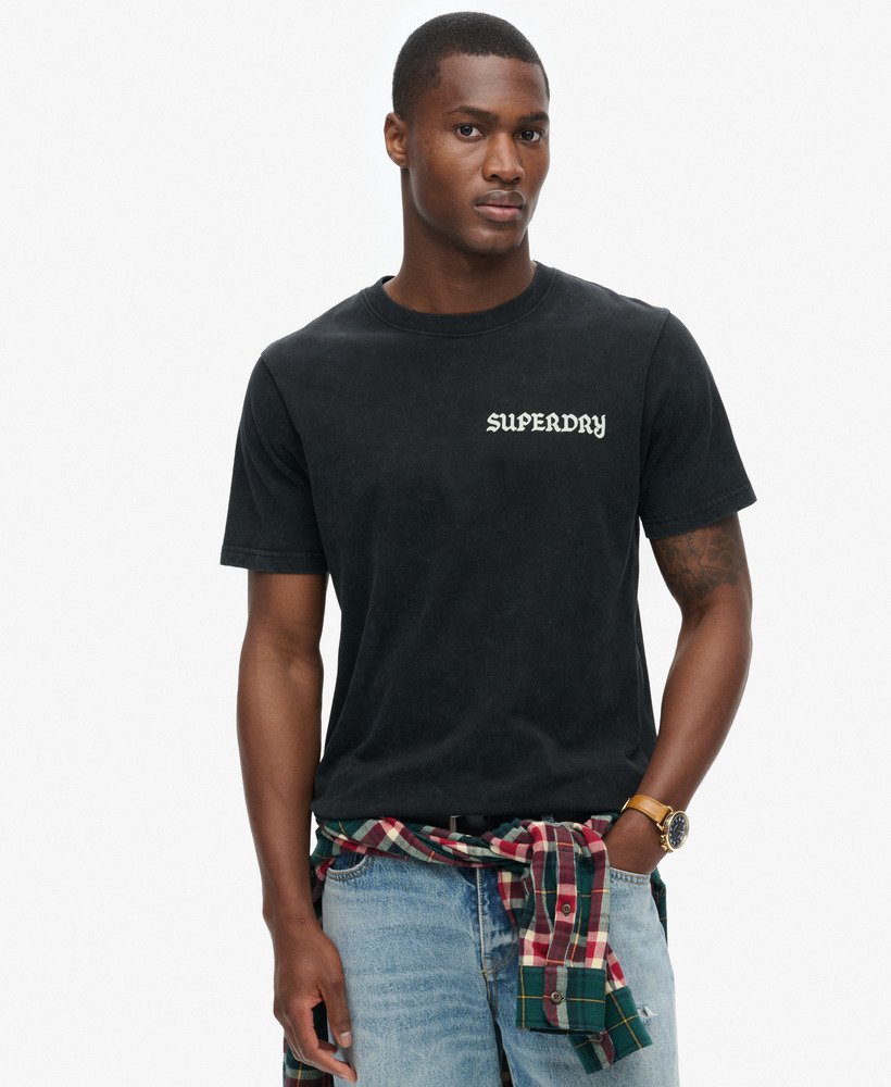 tattoo-print t-shirt in zwart