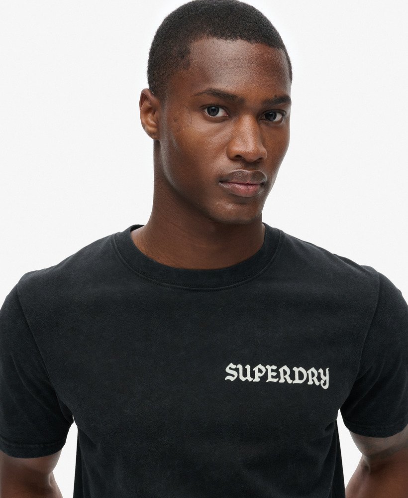 tattoo-print t-shirt in zwart