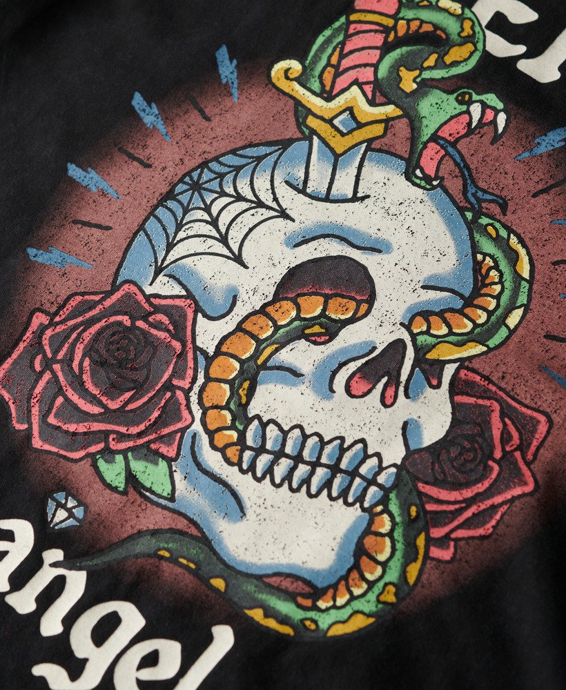 tattoo-print t-shirt in zwart
