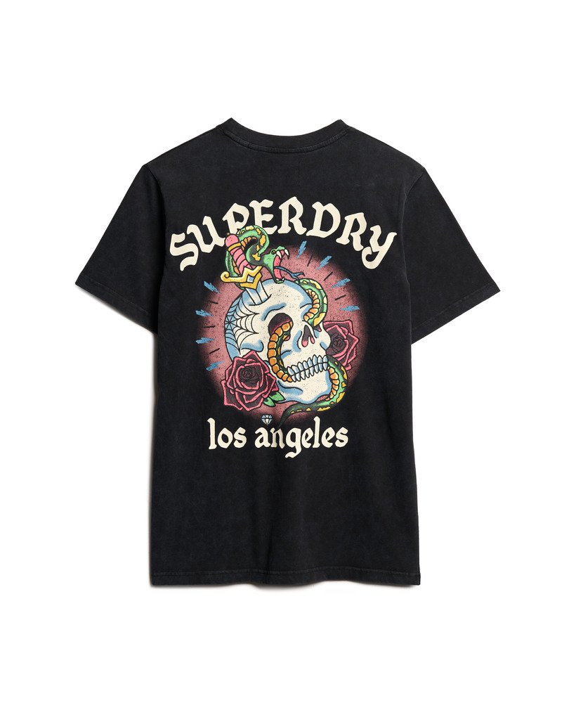 tattoo-print t-shirt in zwart