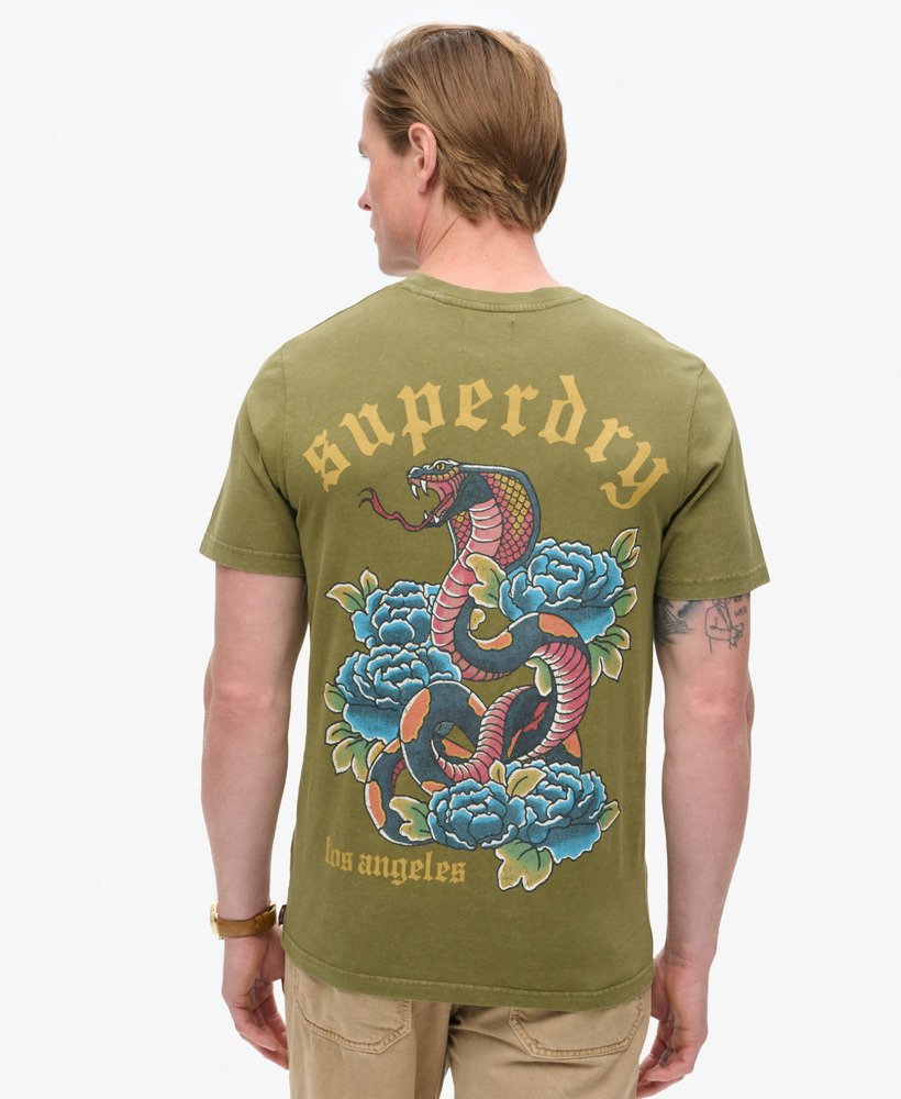 tattoo graphic t-shirt in khaki olive
