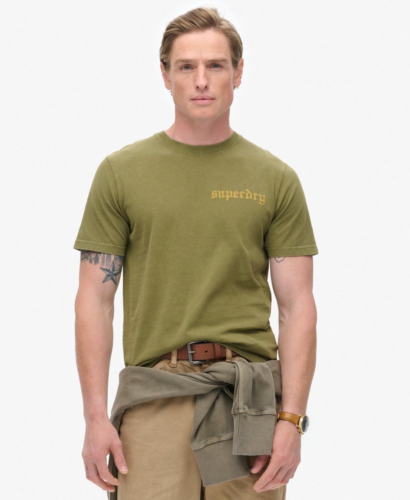 tattoo graphic t-shirt in khaki olive