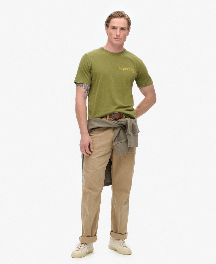 tattoo graphic t-shirt in khaki olive