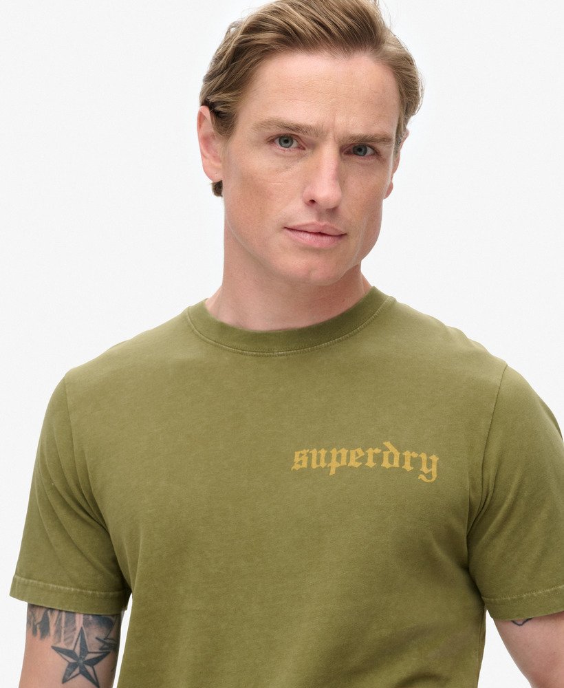 tattoo graphic t-shirt in khaki olive