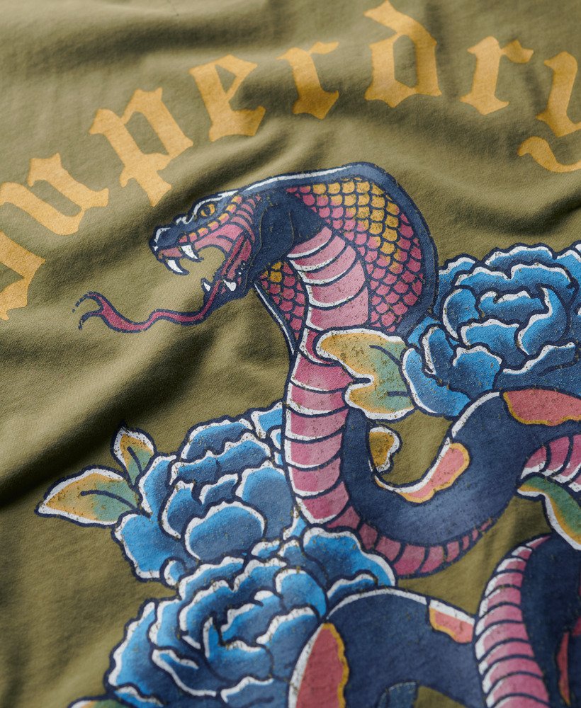 tattoo graphic t-shirt in khaki olive