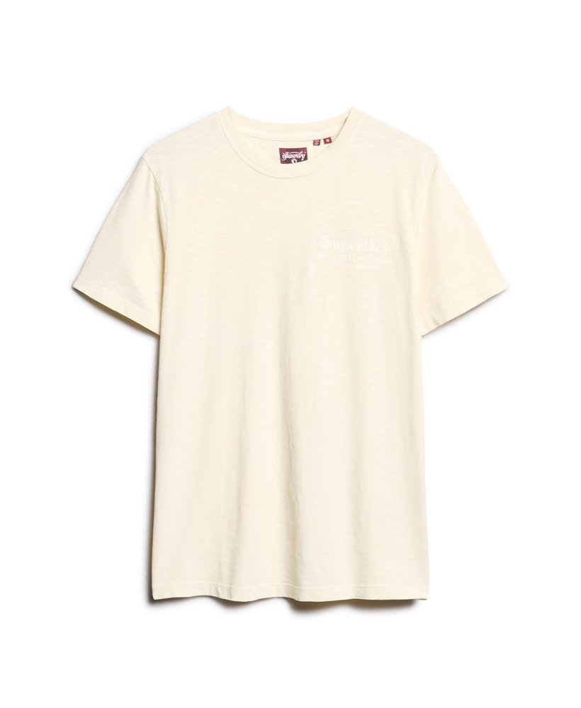 t-shirt met logo van de locatie in rijstwit