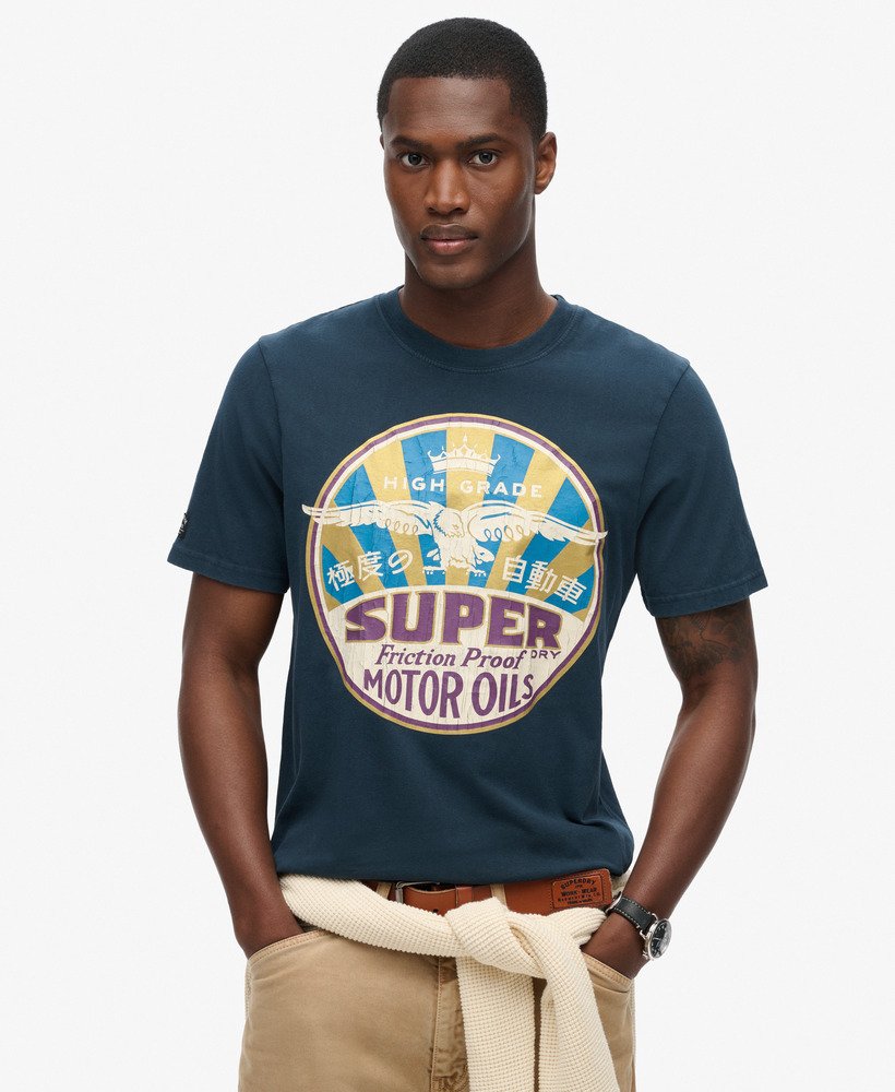 werkshirt met benzineprint in eclipse navy-kleur