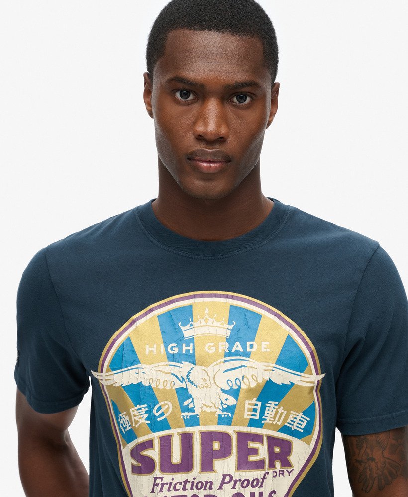 werkshirt met benzineprint in eclipse navy-kleur