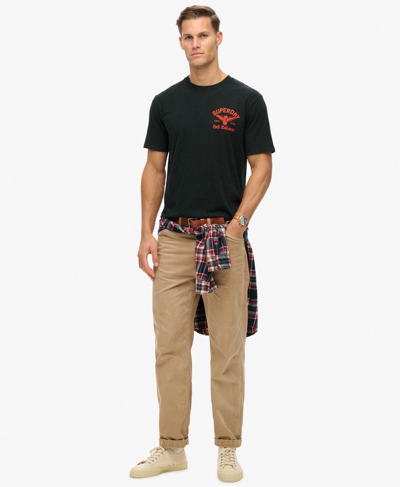 biker graphic loose t-shirt in eclipse navy slub