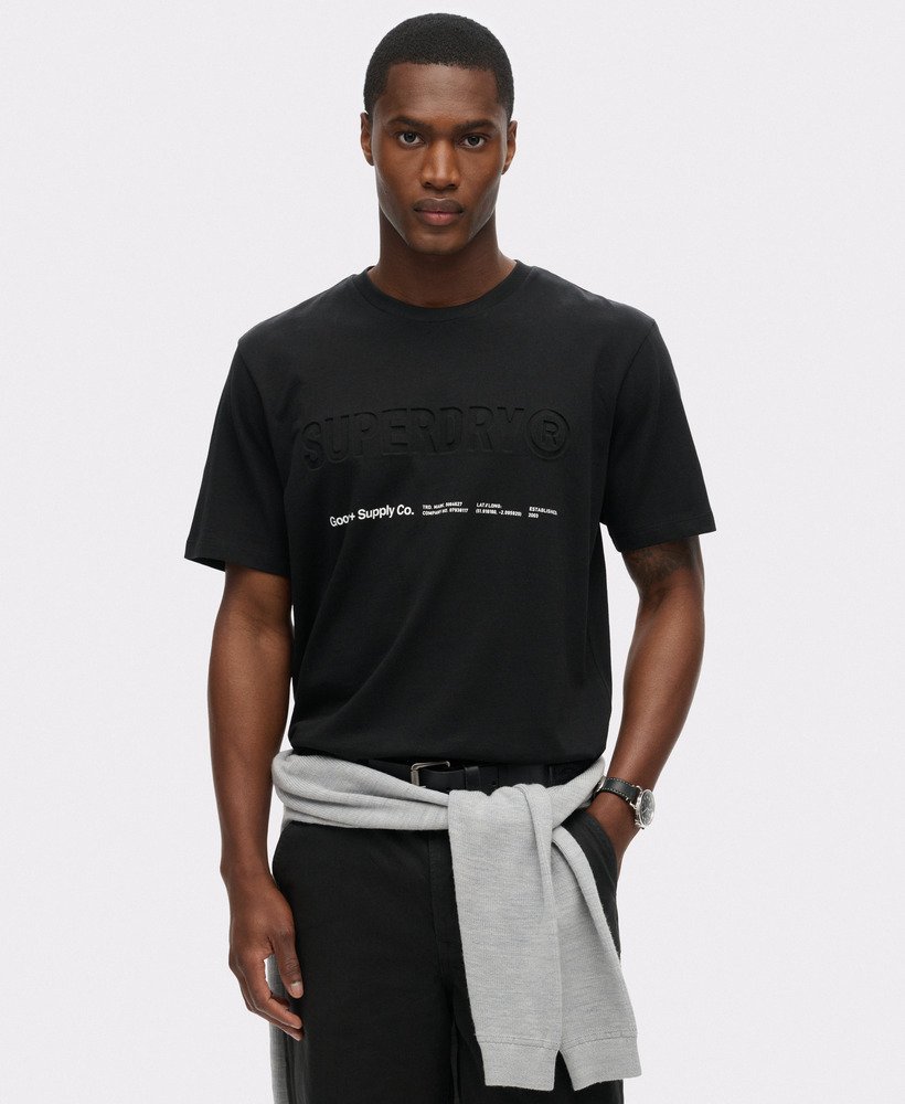 utility sport logo loose t-shirt in zwart