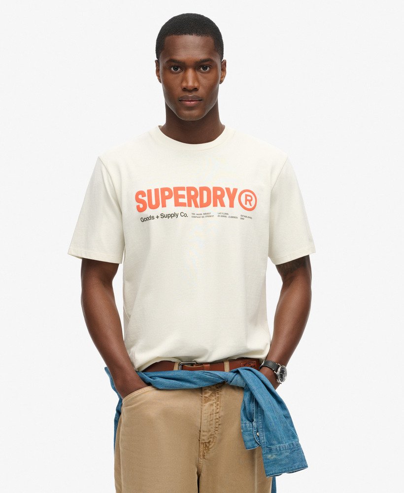 utility sport logo loose t-shirt in nordic bone grey