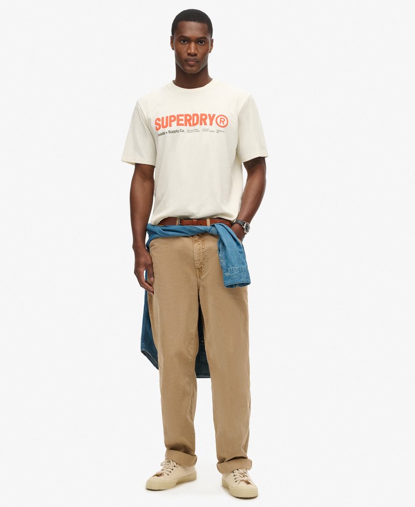 utility sport logo loose t-shirt in nordic bone grey