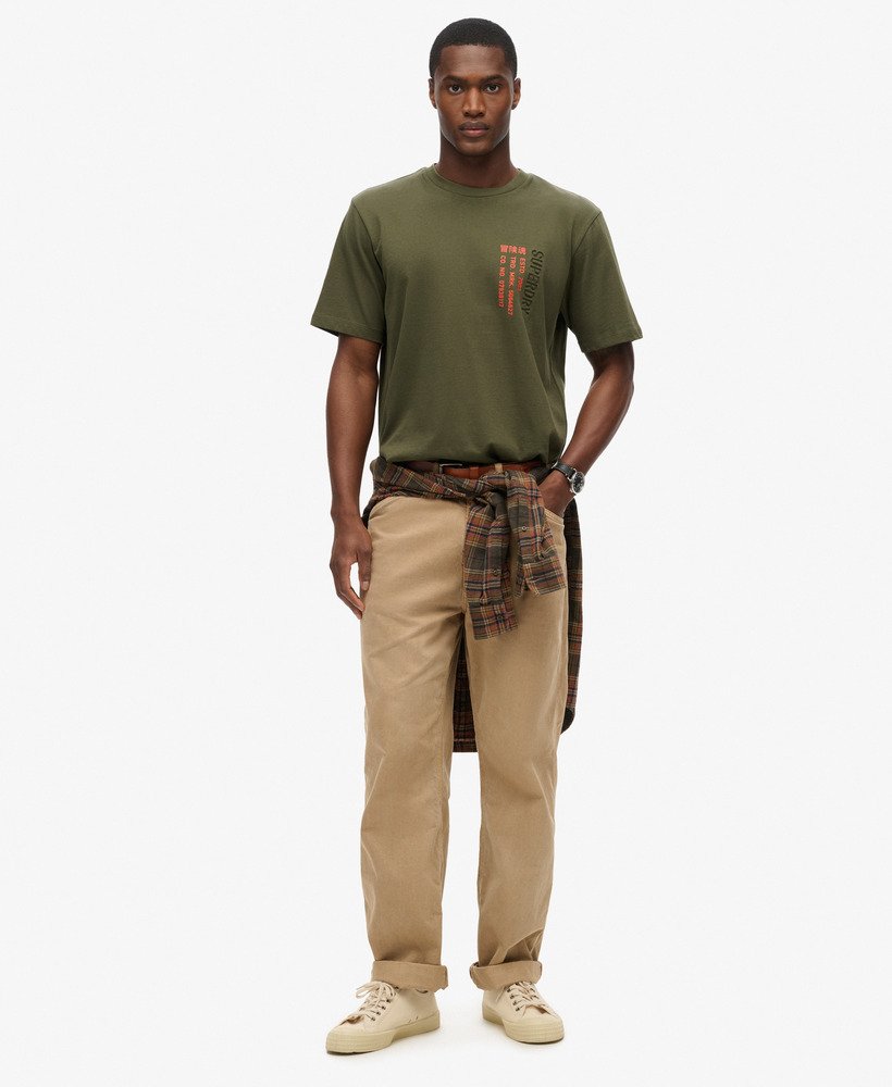 utility sport logo loose t-shirt in army khaki