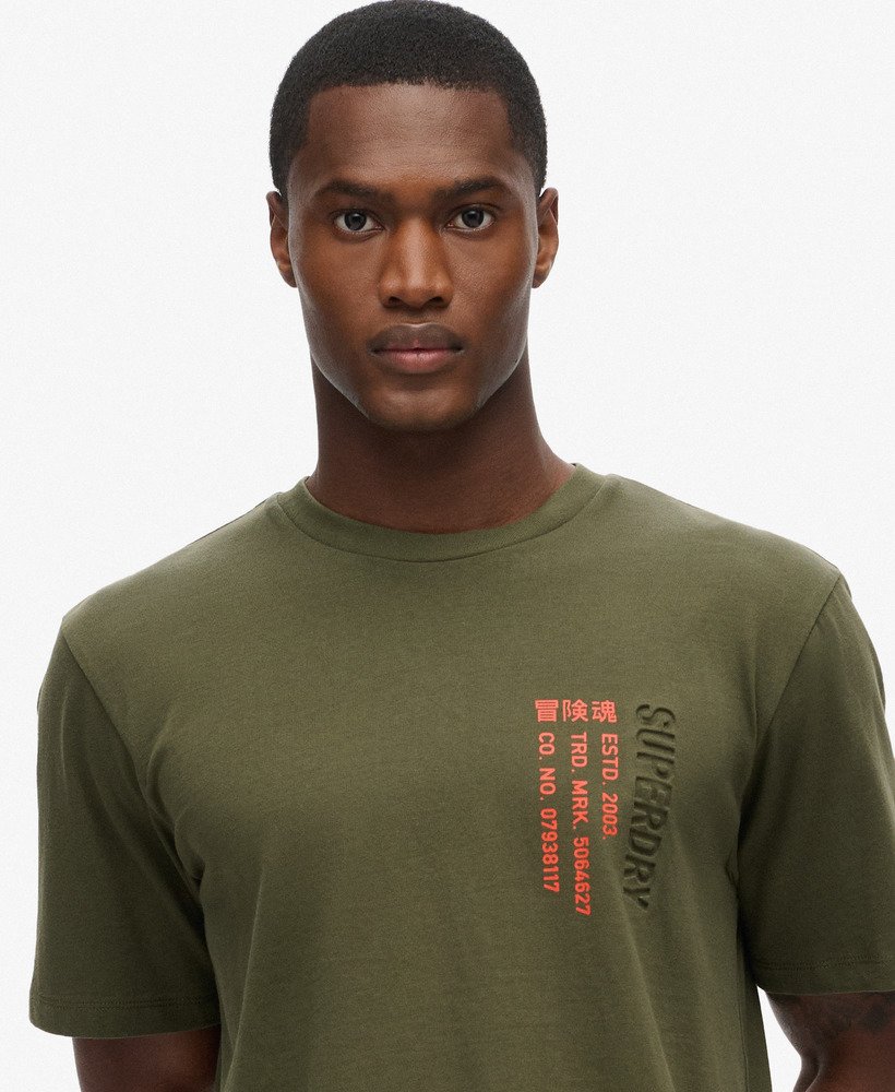 utility sport logo loose t-shirt in army khaki