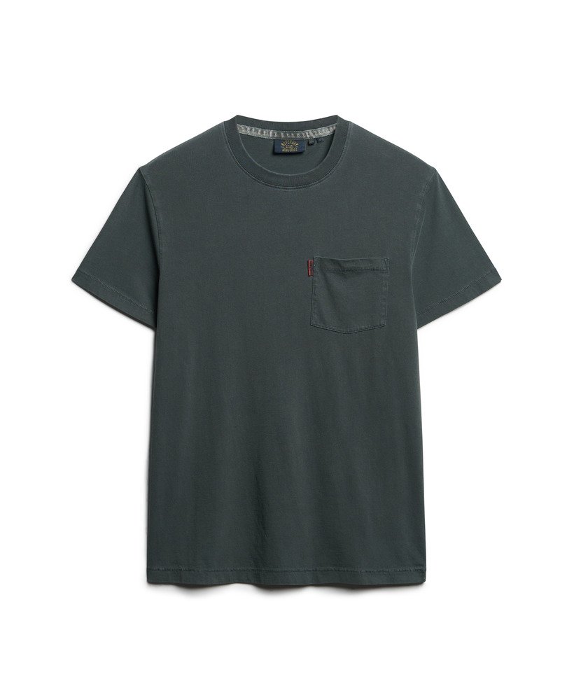 essentieel gewassen t-shirt met zakje in gewassen zwart