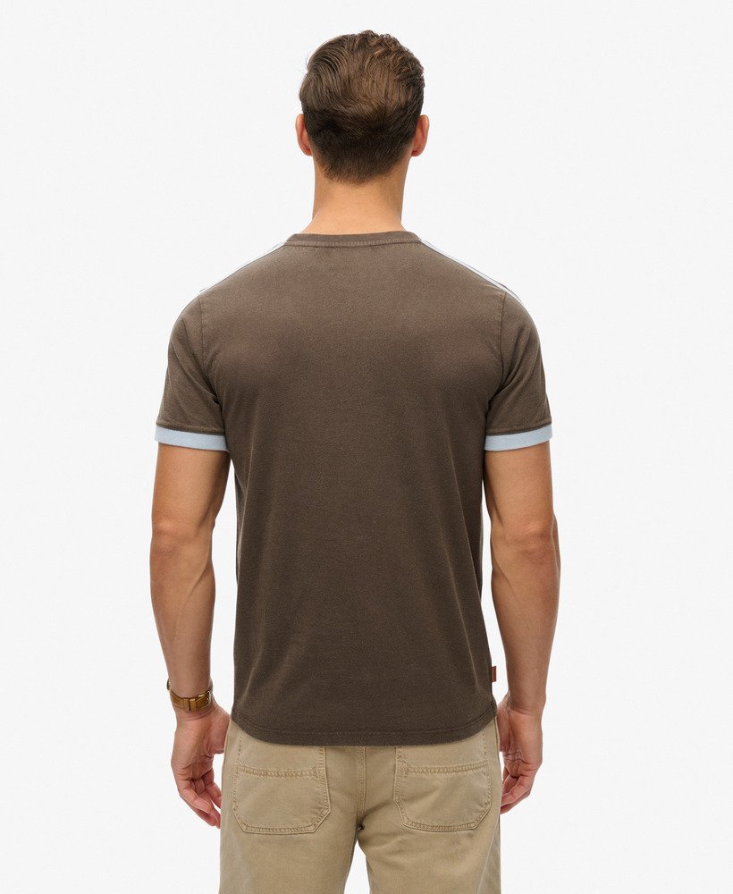 essential logo retro gestreept t-shirt in bracken brown