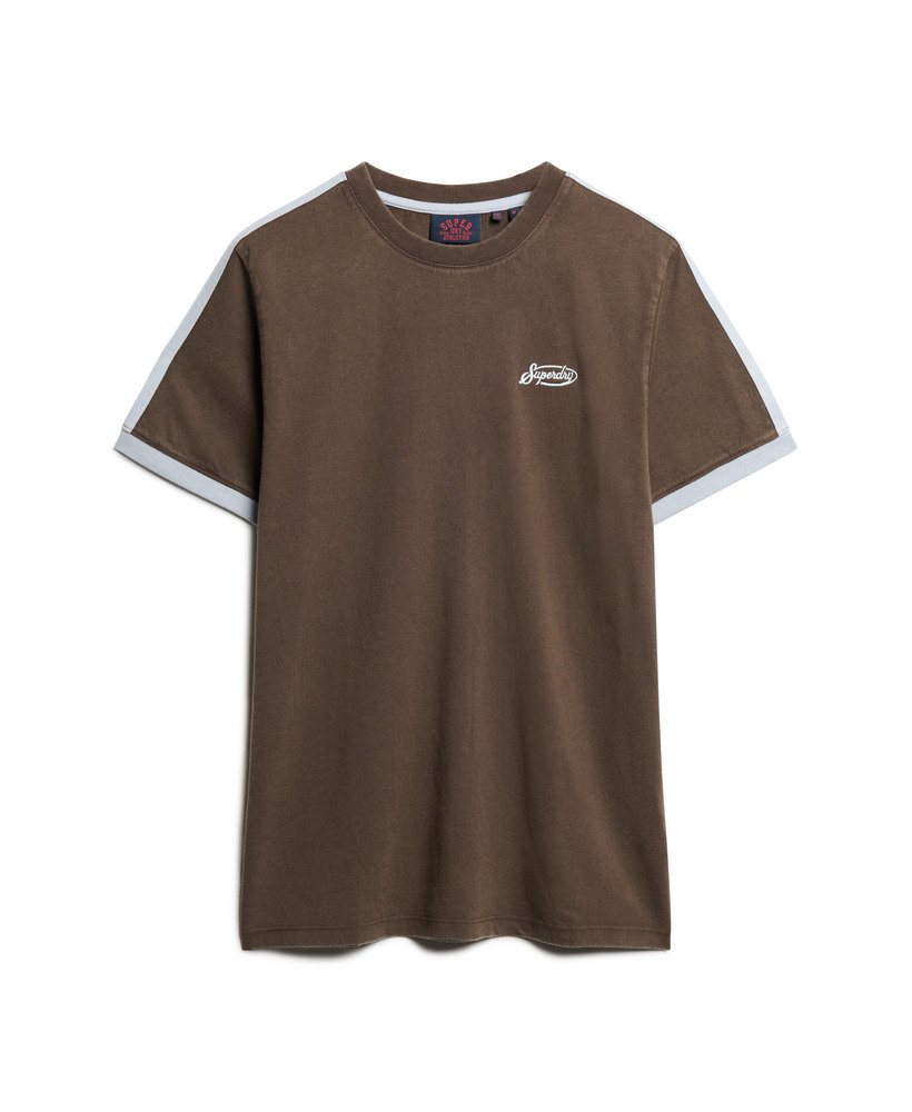 essential logo retro gestreept t-shirt in bracken brown