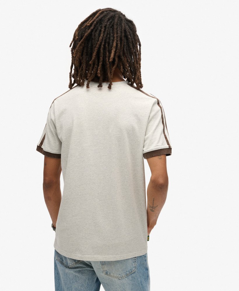 essential logo retro gestreept t-shirt in lightning grey grindle