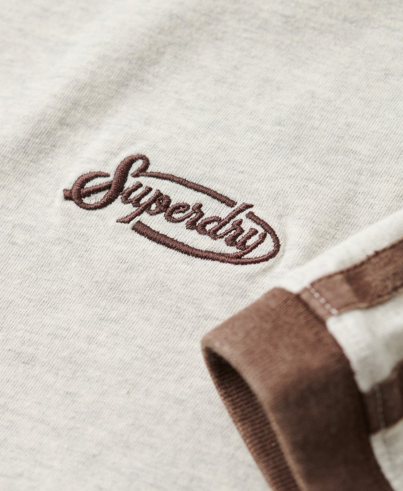 essential logo retro gestreept t-shirt in lightning grey grindle