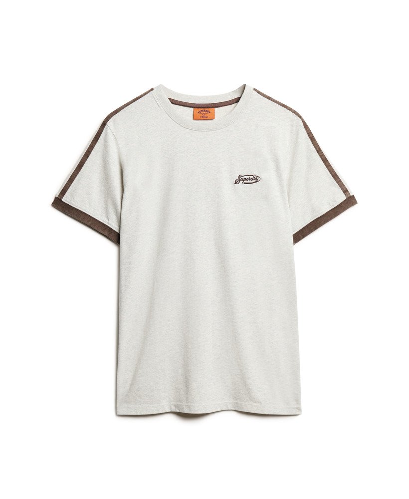 essential logo retro gestreept t-shirt in lightning grey grindle