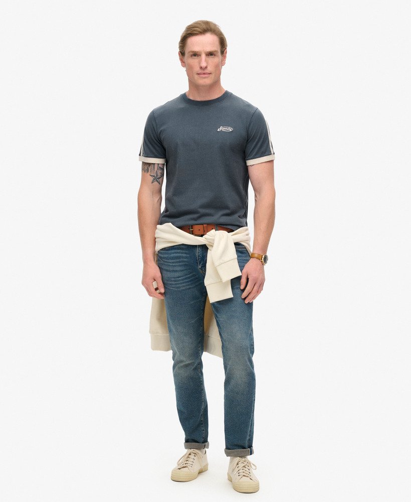 essential logo retro gestreept t-shirt in lauren navy
