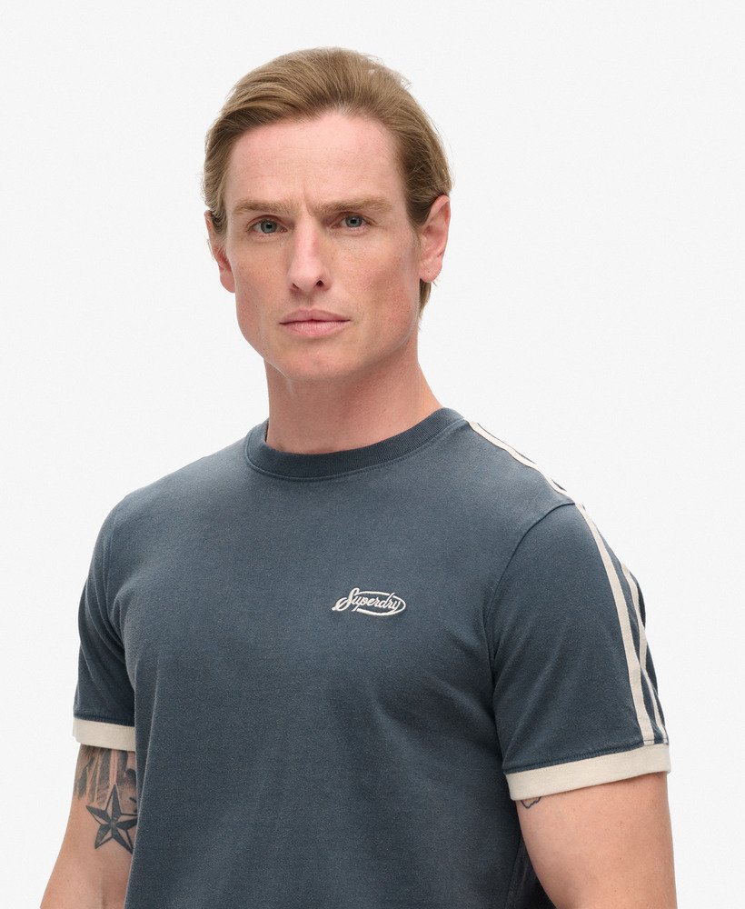 essential logo retro gestreept t-shirt in lauren navy