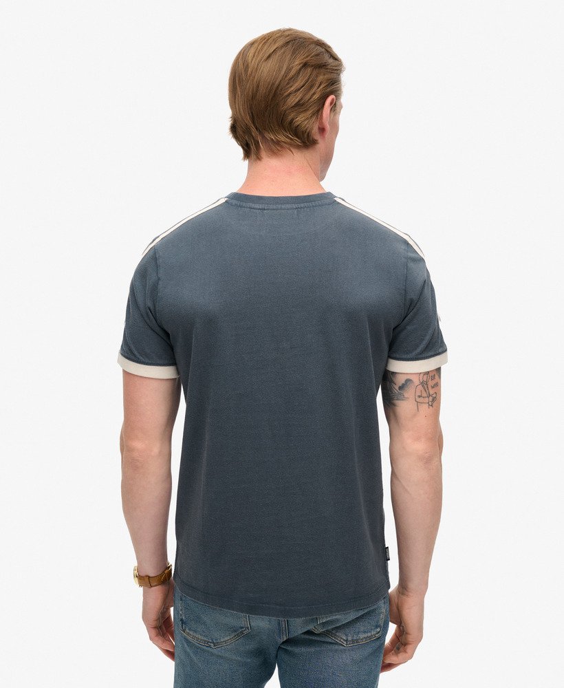 essential logo retro gestreept t-shirt in lauren navy