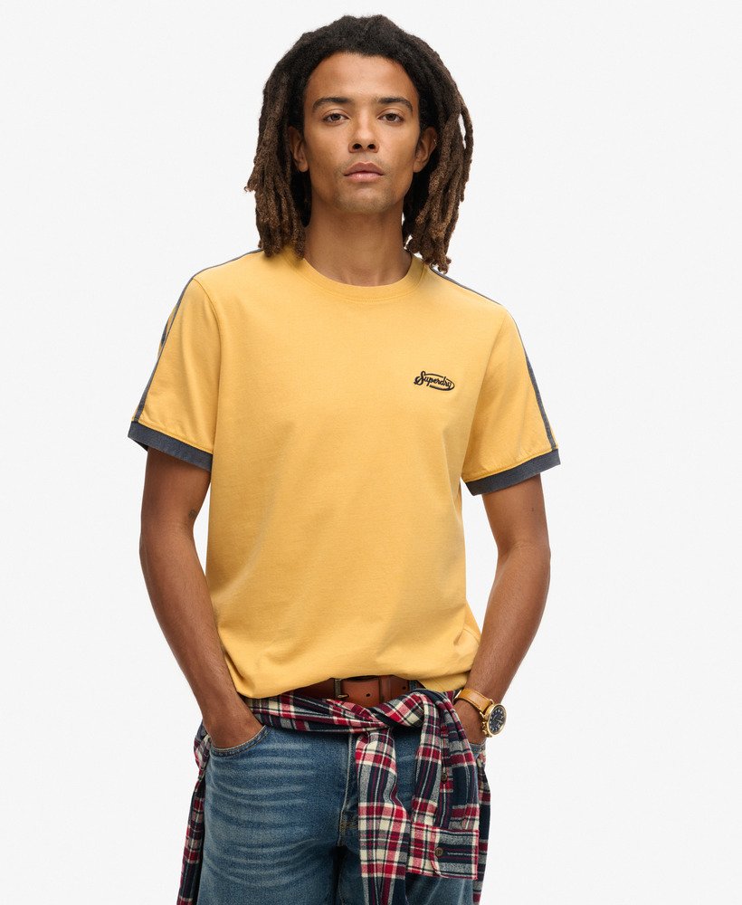 essential logo retro gestreept t-shirt in wintergoud