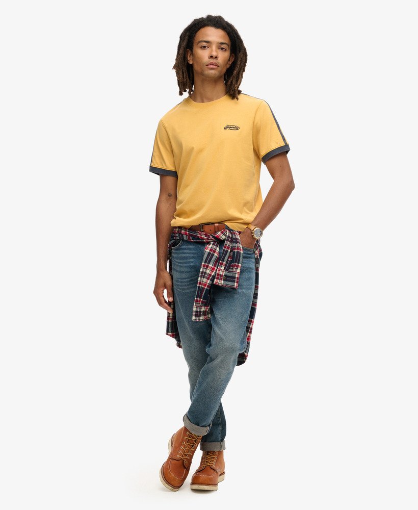 essential logo retro gestreept t-shirt in wintergoud