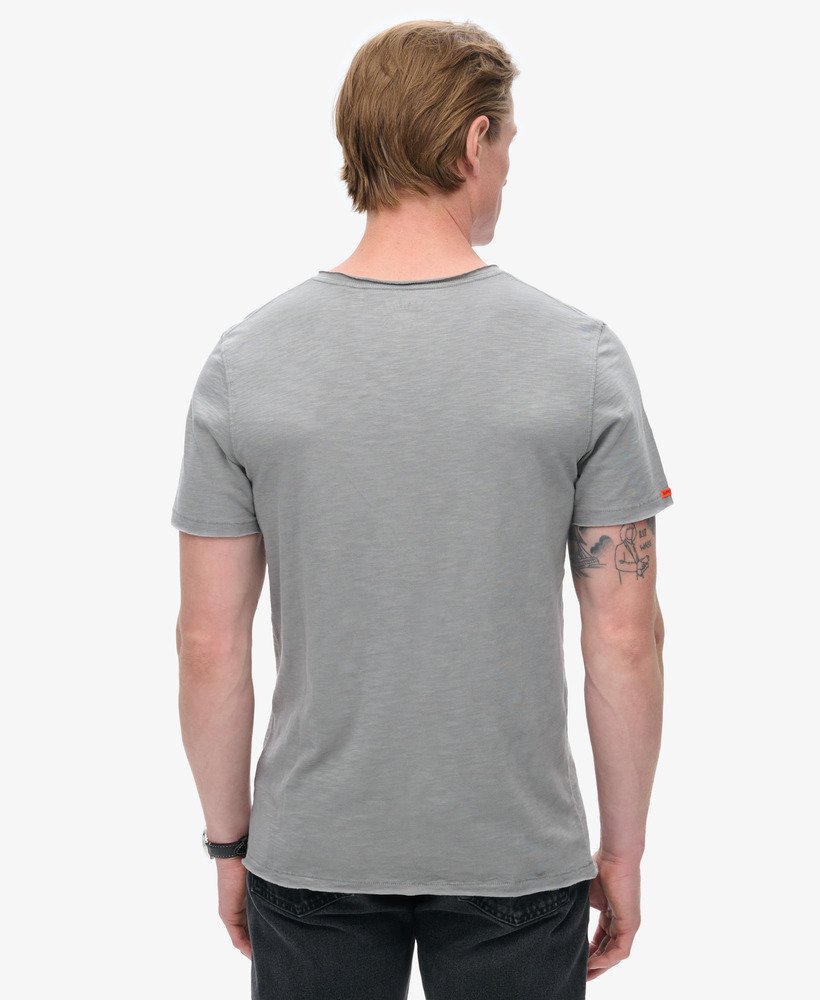 t-shirt met v-hals en rafelige rand in steeple grey