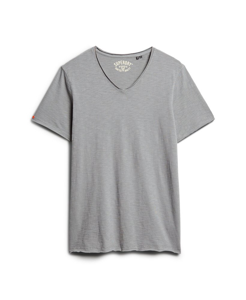 t-shirt met v-hals en rafelige rand in steeple grey