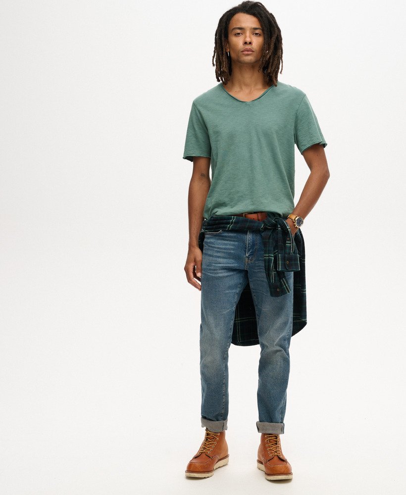 t-shirt met v-hals en rafelige rand in drius green